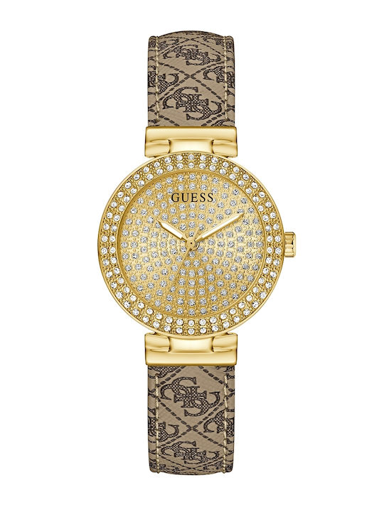 Guess Ladies Ceas Dama 34mm Baterie cu Curea din Piele Bej