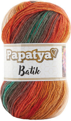 Kamgarn Papatya Batik Knitting Yarn Col554-33 Orange-Carrot-Teal Multicolour Acrylic 100g 360m