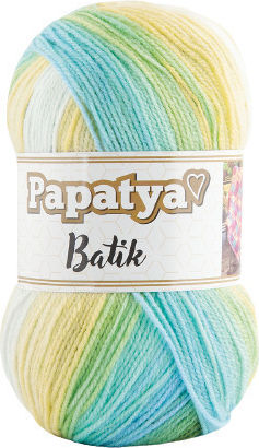 Kamgarn Papatya Batik Strickgarn Col554-17 Blau-Grün-Gelb Multicolor Acrilyc 100g 360m