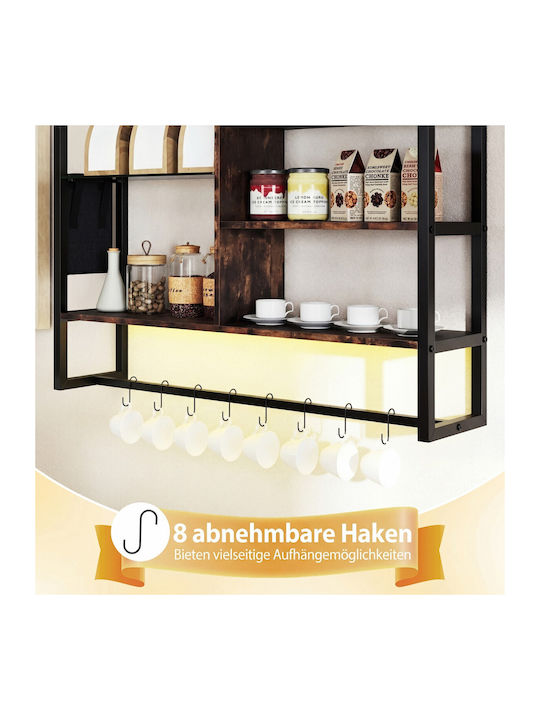 Ράφι Τοίχου με LED Καφέ 107x24x96εκ.