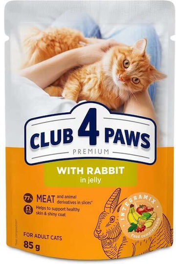 Club 4 Paws Wet Cat Food For Adult Cats In Pouch With Rabbit Beef Turkey And Salmon 85gr