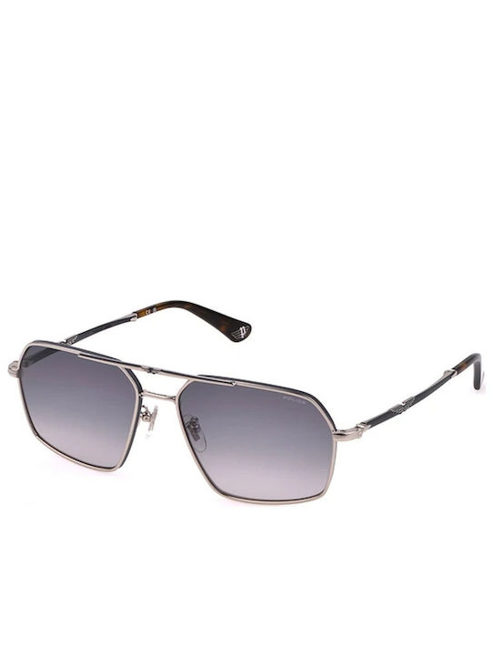Police Unisex Sunglasses with Blue Metallic Frame and Blue Gradient Lens