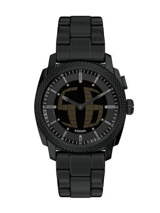 Fossil Machine Ανδρικό Ρολόι 41mm Μπαταρίας με Μαύρο Μεταλλικό Μπρασελέ