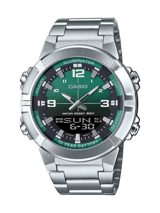 Casio Collection Men's Watch 44mm Battery with Green Metal Bracelet