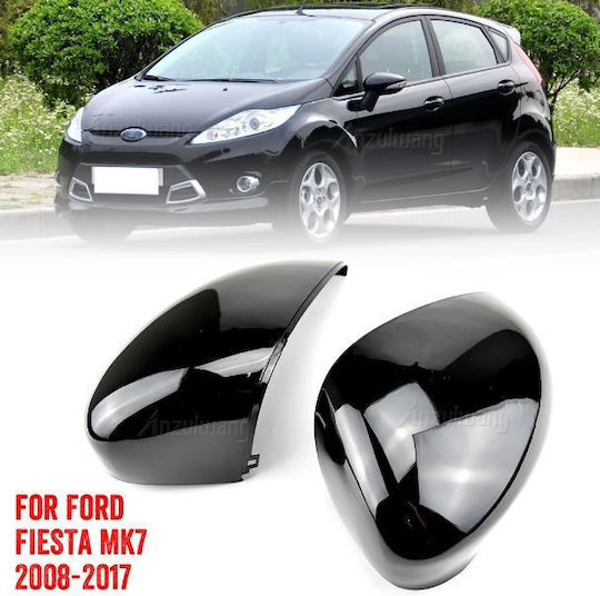 Ford Fiesta Mk7 2008-2017 Glossy Black Mirror Caps 2 Pieces