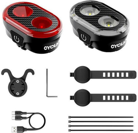 Cyclami Cy300t Φως Ποδηλάτου Εμπρός+πίσω Έξυπνο Αισθητήρα Φως Ποδηλάτου Δρόμου Βουνό