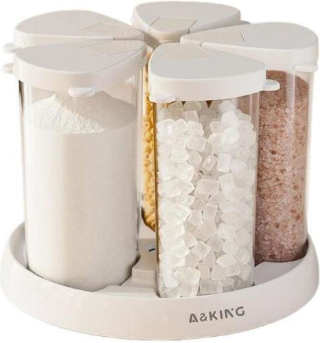 Rotating Cereal Container Dust and Moisture Resistant for Home Use Coffee Bean Storage Container White
