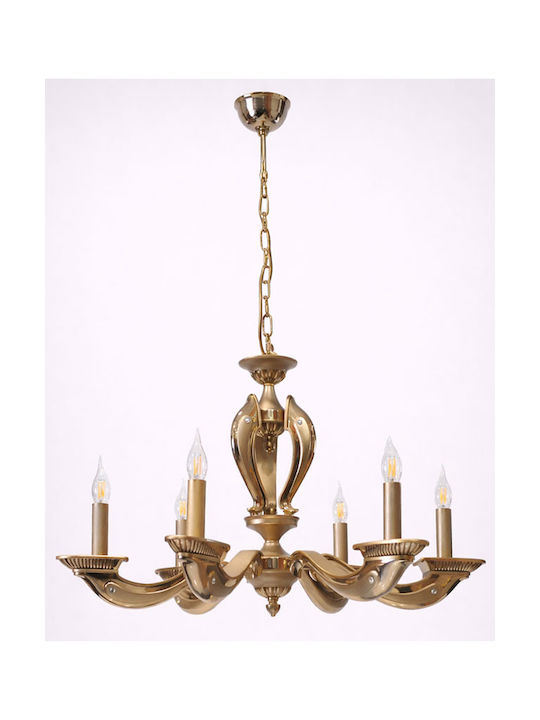 Candelabru De Tavan 6 Lămpi Bronz Auriu 79x95 Cm Sinialo 2900657