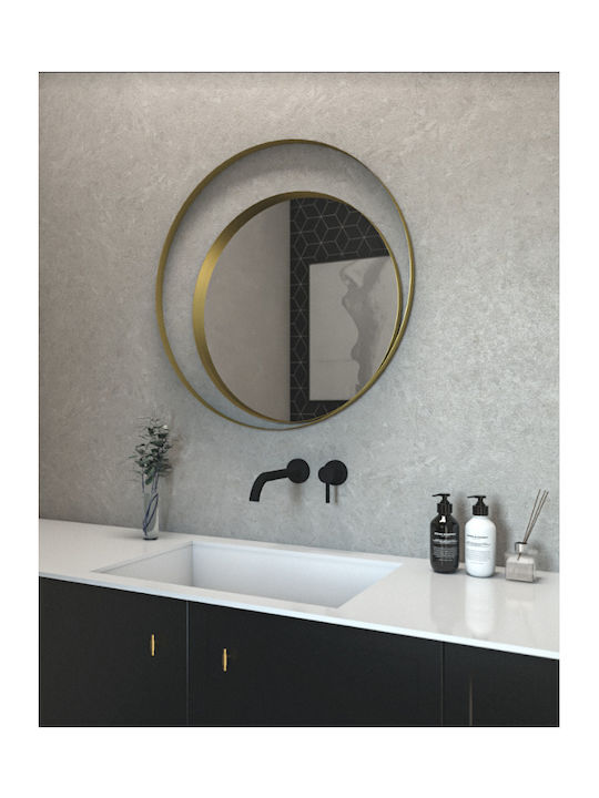 Round Bathroom Mirror Led Metal 95x95cm Bronze