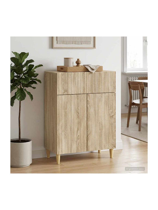 Wooden Sideboard with Drawers Beige 66x34.5x90cm