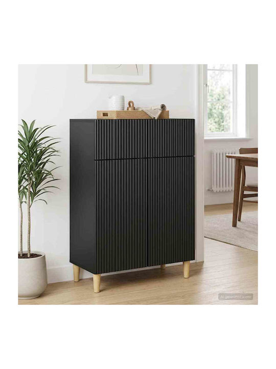 Wooden Sideboard with Drawers Black 66x34.5x90cm