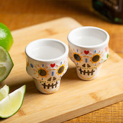 Kikkerland Sugar Skull Shot Glasses Colorful Diameter 2 Inches Height 2.25 Inches