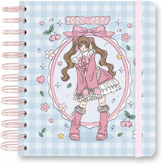 534653 Akademisches Tagebuch Spirale Weiches Außenmaterial 2026-2027 Täglich 11-Monat 14x16cm Anime Trend
