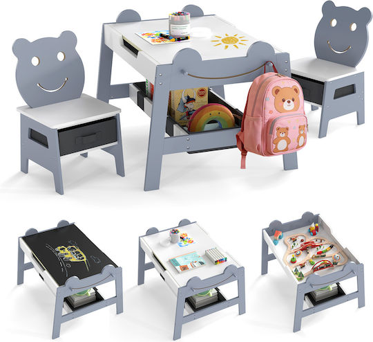 Kids Table Set with Chairs for Painting Gray Costway