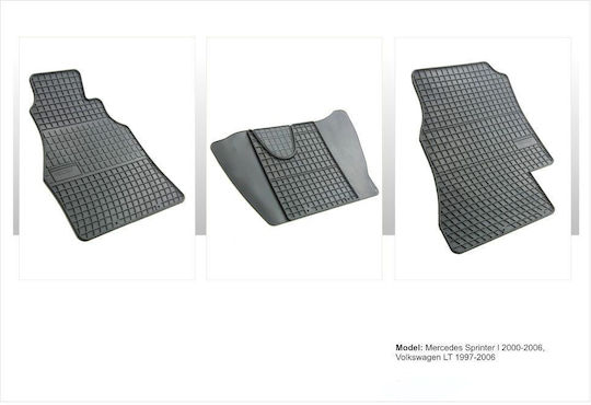 Refref Πατάκια Λάστιχο Mercedes Sprinter 1996-2006 Vw Lt 2000-2006 Μαύρα 3 Τεμάχια