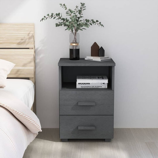 Нощно Шкафче Дървено Сиво 40x35x62см