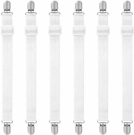Set of Elastic Sheet Retaining Straps Clips 6 Pieces Metal Clips Aria Trade