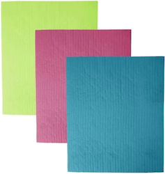 Wiederverwendbares Schwammtuch Set 3 Stück Grün Pink Blau Wiederverwendbares Schwammtuch Set 3 Stück Grün Pink Blau