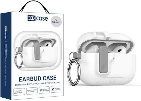 Airpods Pro 3 Xdcase Armor Ολόσωμη Θήκη Ακουστικών Γάντζο & Κλείδωμα Ασφαλείας & Βάση Λευκό