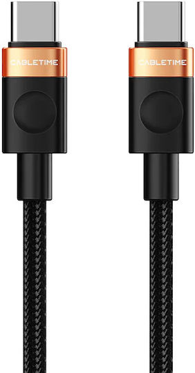 Cabletime USB 2.0 Cable USB-C male - USB-C 60W Μαύρο 1m