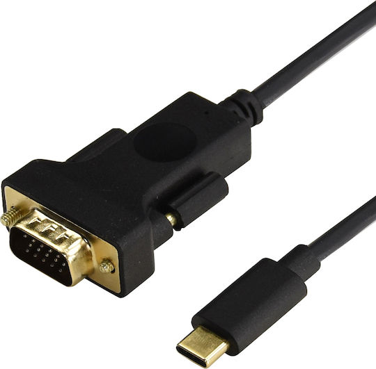 Cabletime USB 2.0 Video Cable USB-C Male - VGA Black 1.8m CT-U31-CMVGA