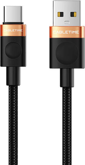 Cabletime Braided USB 2.0 Cable USB-C male - USB-A Μαύρο 1m CT-AMCM2A-AOB1