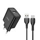Hoco Зарядно Устройство с USB-A Порт и USB-C Ка...