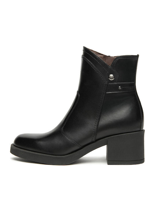 Leder Damen Stiefeletten Ankle Boots Schwarz