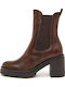Leder Damen Chelsea-Stiefel Beige