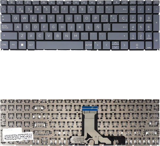 Испанска Клавиатура За Лаптоп Hp 15-fc 15-fd 15z-fc 15t-fd 15-fc0000 15t-fc 15-fd0000 N36750-001 N36753-001 N36754-001 N36752-001 Es Без Рамка Сива Код 40950esnofrgray