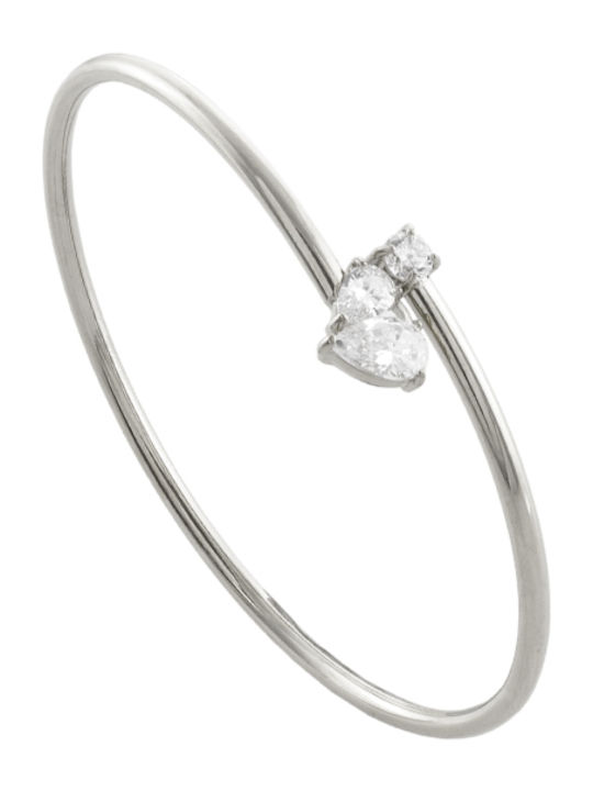 Loisir Happy Hearts Women's Steel Cuff Bracelet with Zircon