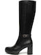 Damenstiefel aus Leder mit Gummi Schwarz