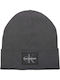 Patch Beanie Unisex Σκούφος Πλεκτός σε Γκρι χρώμα