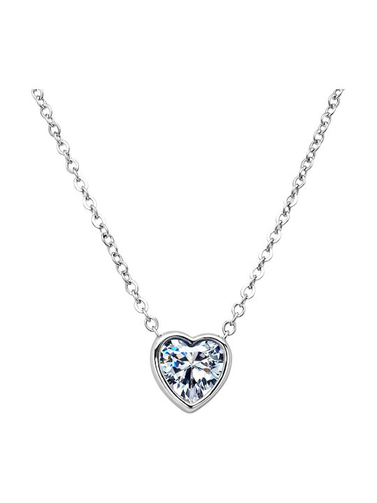 Xrisokosmima Halskette mit Herz-Design aus Silber mit Zirkon