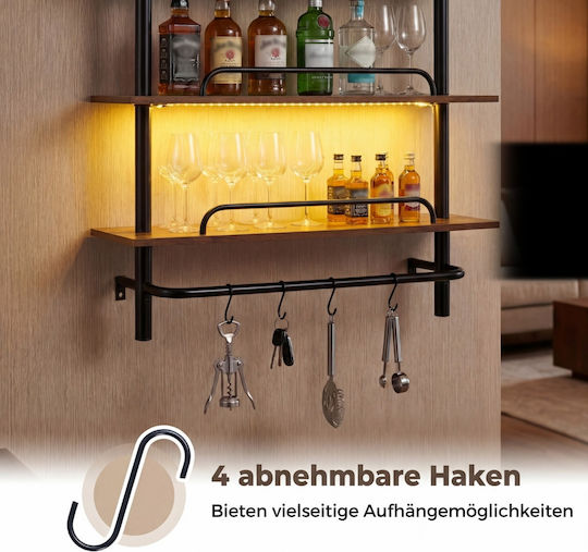 Wall Shelf with LED Brown 80.5x24x97cm