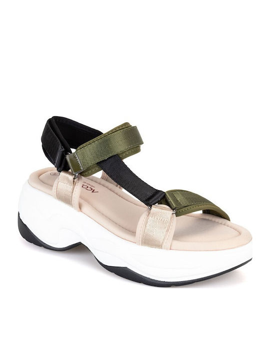 Silia D Γυναικεία Σανδάλια Flatforms Χακί