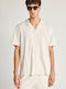 Short Sleeve Linen Shirt Striped White