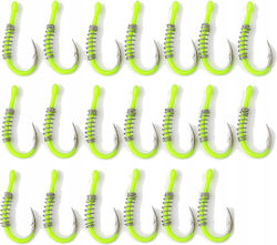 Set 20 Fishing Hooks Spring Fluorescent Yellow Bait Size 8# Set 20 Fishing Hooks Spring Fluorescent Yellow Bait Size 8#