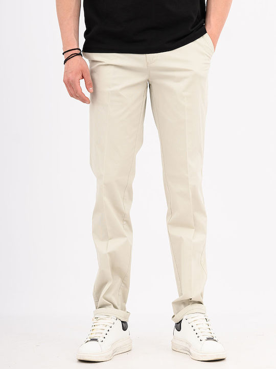 Lexton Pantaloni Chino Elastic În Linie Dreaptă Ecru