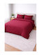 Cotton Duvet Cover Set 220x240cm Double with 2 Pillowcases Red