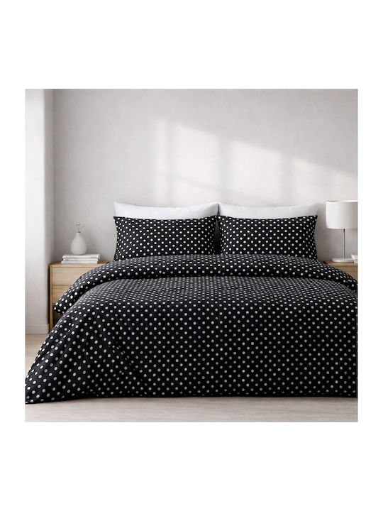 Set Bettbezüge Baumwolle 220x240cm Übergröße mit 2 Kissenbezügen Schwarze