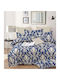 Set Bettbezüge Baumwoll 220x240cm Übergröße mit 2 Kissenbezügen Blau