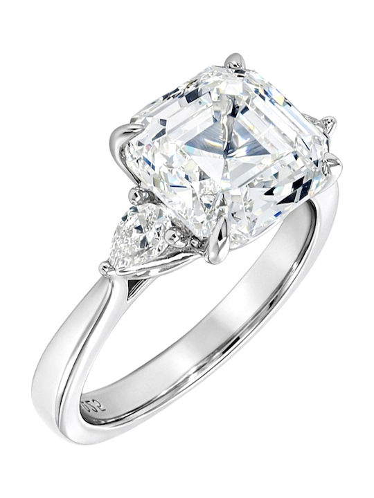 Xrisokosmima Single Stone Ring Silver with Zircon