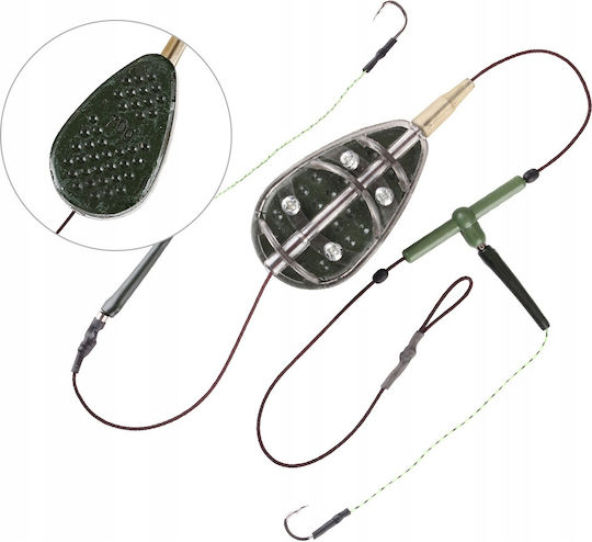Metoda Feeder Ground Fishing Set Ground 2-hooks Carp Bream Amur 60g