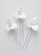 “valeria” A Gorgeous Set 5 Floral Hair Pins Made Dainty Off-white Ceramic Flowers Ivory Pearls Set On Silver Pins