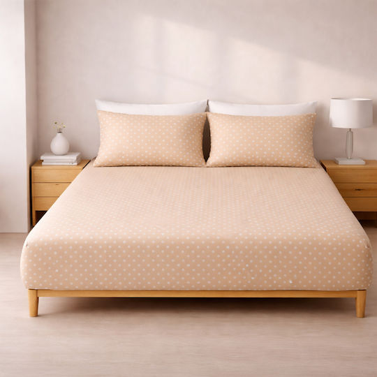Dot Elegance Подредба Чаршафи За Двойно Легло С Еластична Лента 160x200+30см Бежови 4 Бройки