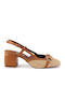 Women's Ballerina Shoes Slingback In Tabac Brown Colour