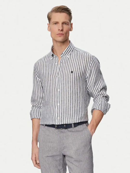 Boss Long Sleeve Linen Shirt in Regular Fit Str...