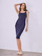Celestino Women’s Midi Ribbed Slim Fit Dark Blue Dress