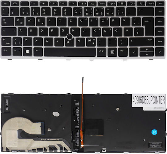 German Laptop Keyboard HP Elitebook 745 G5 745 G6 840 G5 846 G5 840 G6 L14377-041 L14378-041 L14379-041 L11308-041 L11307-041 German Backlit with Pointer Black Silver Frame Code 40906deblpointer